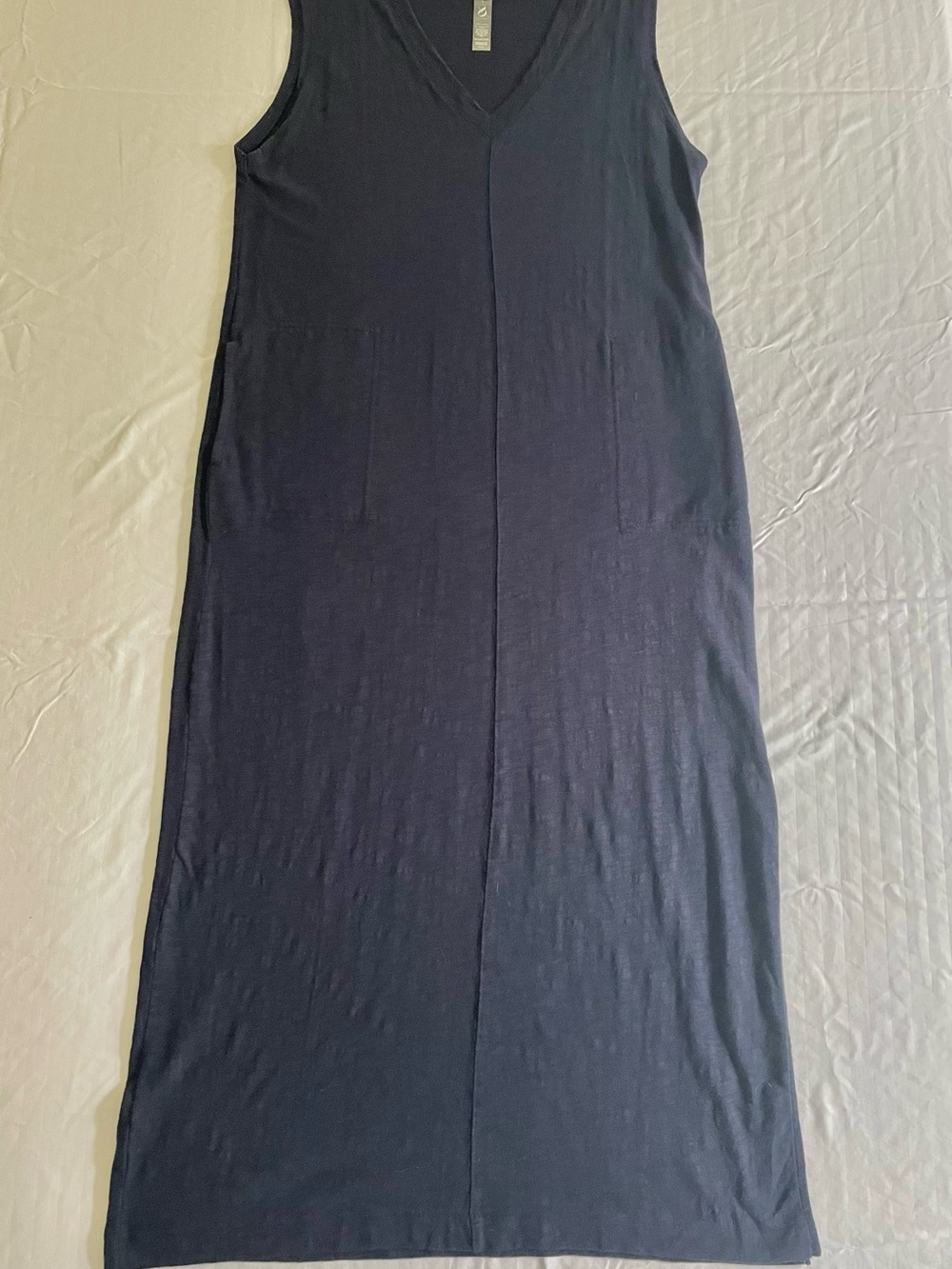 Lou & Grey Navy 100% Cotton V Neck Maxi Dress Size L
